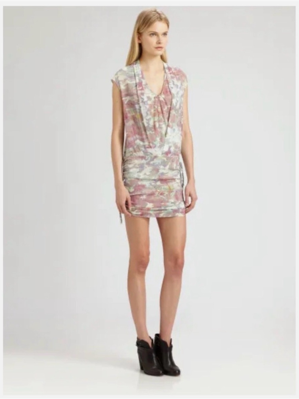 Iro Swan Pink Camoprint Silk Dress size S/M